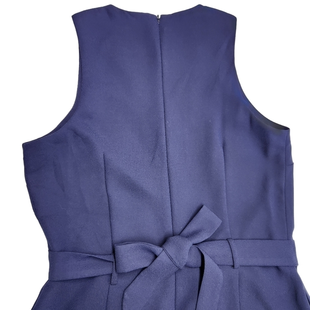 Banana Republic Tie Waist Jumpsuit Wide Leg Sleeveless V-Neck Navy Blue, Size 6 - Picture 7 of 15